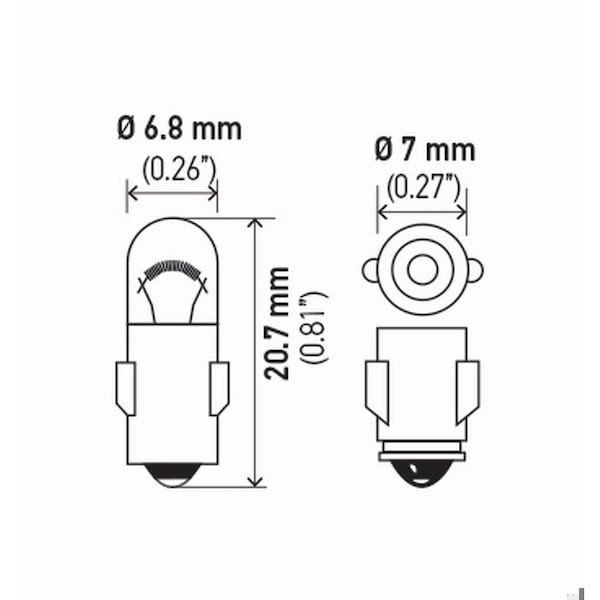 Hella Bulb 3898 12V 2W Ba7S T2 (2) Ash Tray Light, 3898Tb 3898TB - main